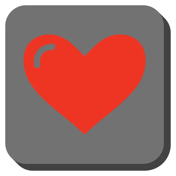 Coração de amor arredondado botão quadrado — Vetor de Stock