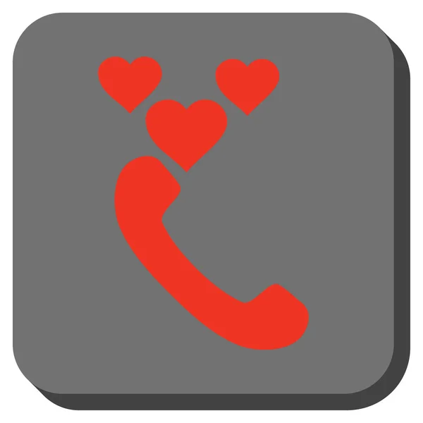 Amor llamada telefónica Redondeada Botón Cuadrado — Archivo Imágenes Vectoriales