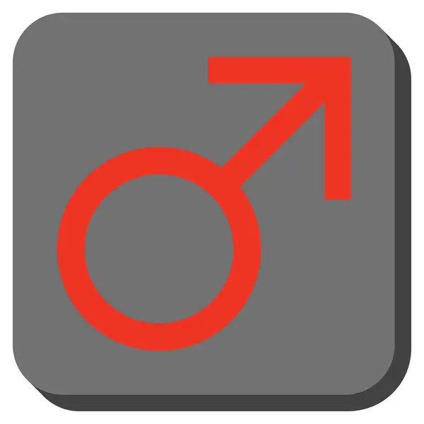 Marte símbolo masculino arredondado botão quadrado — Vetor de Stock
