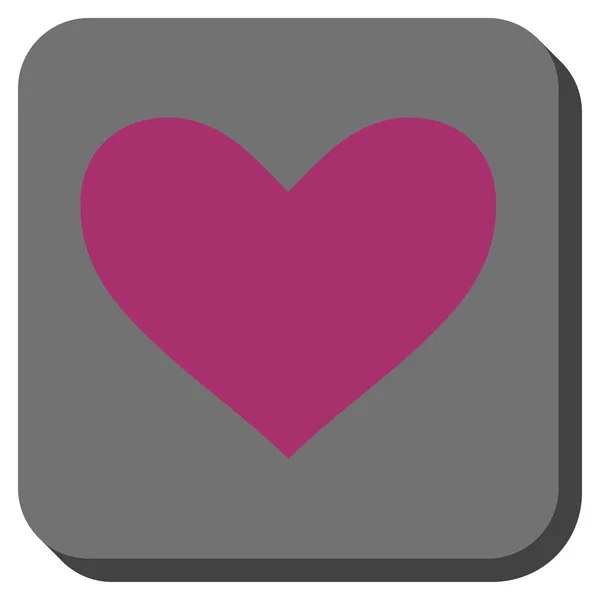 Corazón de amor redondeado Botón cuadrado — Vector de stock