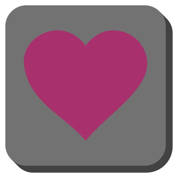 Corazón de San Valentín redondeado Botón cuadrado — Vector de stock