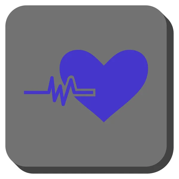 Pulso del corazón redondeado botón cuadrado — Vector de stock
