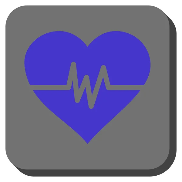 Pulso del corazón redondeado botón cuadrado — Archivo Imágenes Vectoriales