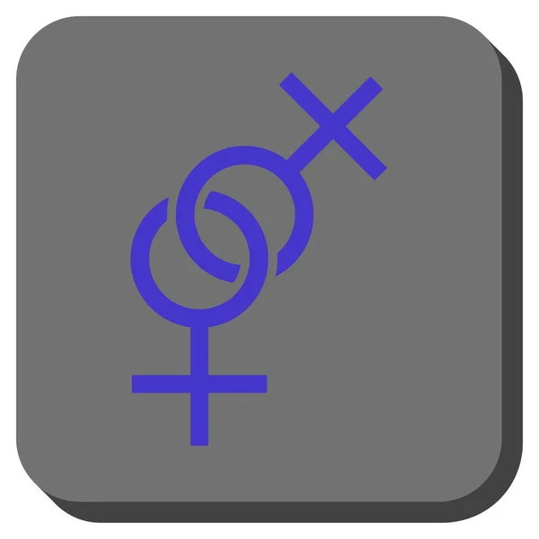 Bouton carré arrondi de symbole d'amour lesbienne — Image vectorielle
