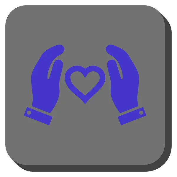 Love Care Hands Rounded Square Button — Stock Vector