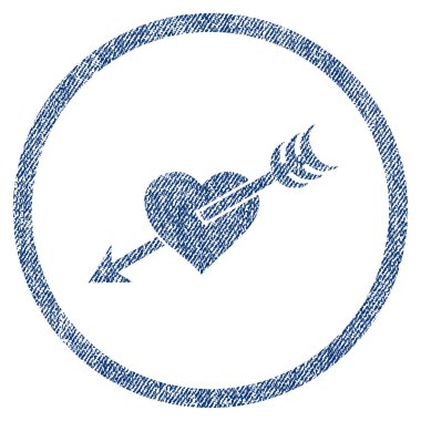 Ok kalp yuvarlak kumaş dokulu simgesi