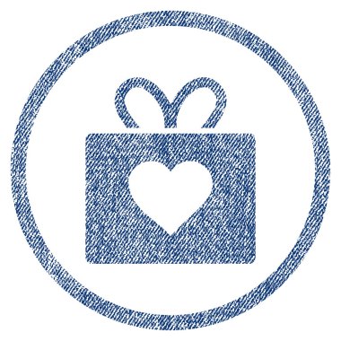 Sevgi hediye yuvarlak kumaş dokulu simgesi