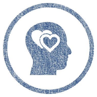 Zihin yuvarlak kumaş dokulu simgesinde seviyorum