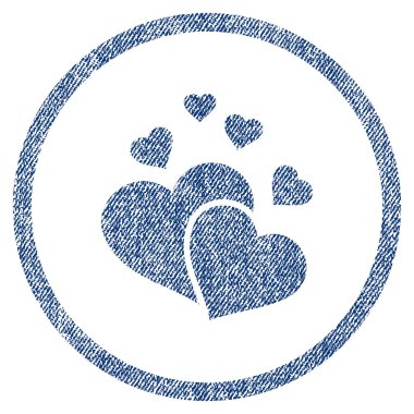 Güzel kalpler yuvarlak kumaş dokulu simgesi