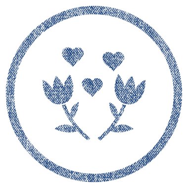 Güzel Lale çiçek kumaş dokulu simgesi yuvarlak