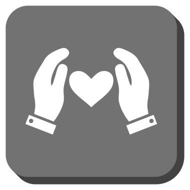 Aşk kalp bakım el yuvarlak kare düğme