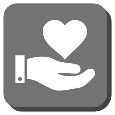 Aşk kalp teklif el yuvarlak kare düğme