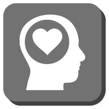 Aşk düşünme kafa yuvarlak kare düğme