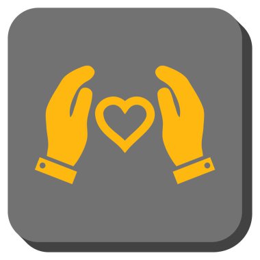 Aşk bakım el yuvarlak kare düğme