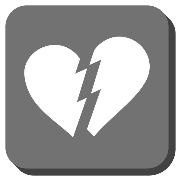 Coração partido arredondado botão quadrado — Vetor de Stock