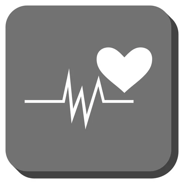 Segnale di battito cardiaco Pulsante quadrato arrotondato — Vettoriale Stock