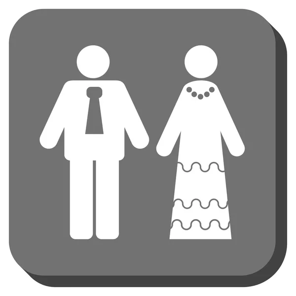 Newlyweds Rounded Square Button — Stock Vector