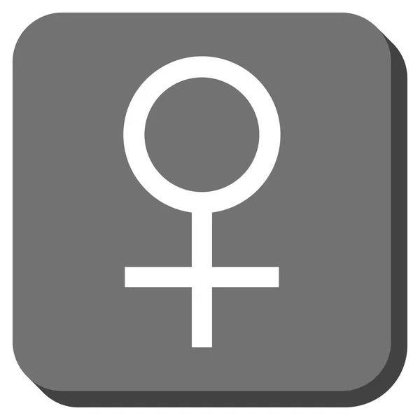 Venus Símbolo femenino redondeado Botón cuadrado — Vector de stock
