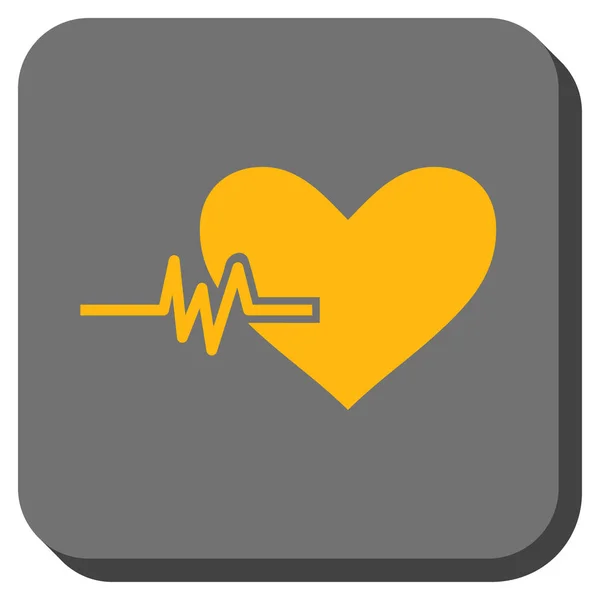 Bouton carré arrondi pouls cardiaque — Image vectorielle