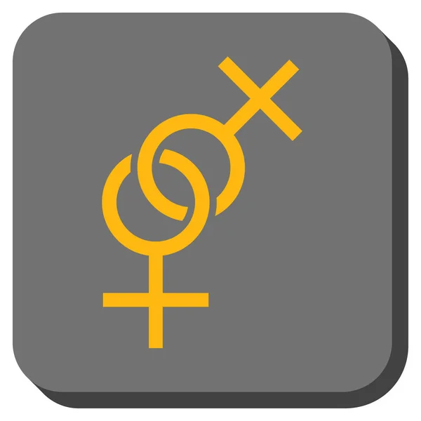 Lesbijka miłość Symbol zaokrąglony kwadrat przycisk — Wektor stockowy