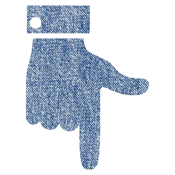 Pointeur main vers le bas tissu texture icône — Image vectorielle
