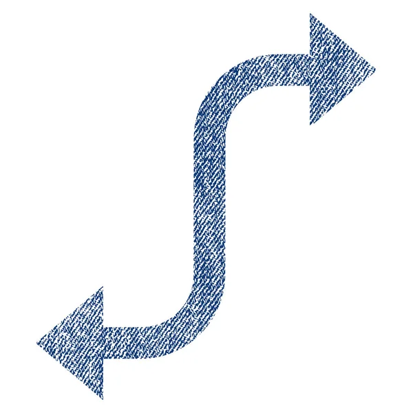 Icono texturizado de tela de flecha de curva opuesta — Vector de stock