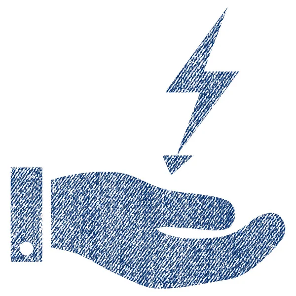 Icono texturizado de tela de mano de suministro de electricidad — Archivo Imágenes Vectoriales