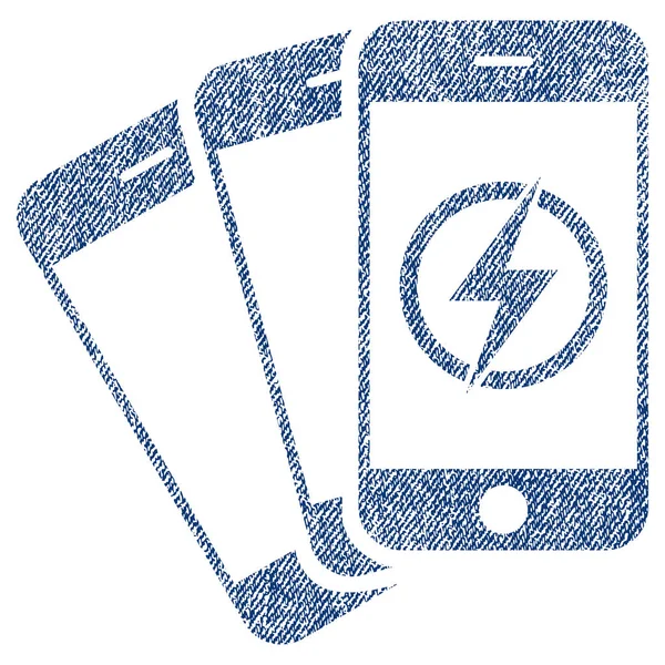 Mobile Phones Energy Fabric Textured Icon — Stock Vector