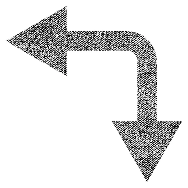 Bifurcatie pijl links ingedrukt stof geweven pictogram — Stockvector