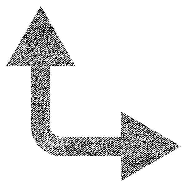 Flecha de bifurcación hacia arriba icono texturizado de tela — Archivo Imágenes Vectoriales