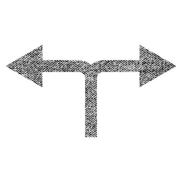 Gabelung Pfeile links rechts Gewebe texturierte Symbol — Stockvektor