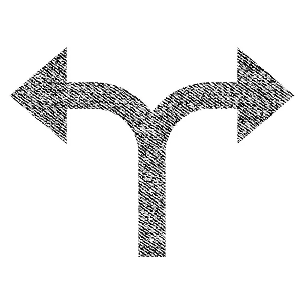 Flechas de bifurcación izquierda derecha tela textura icono — Vector de stock