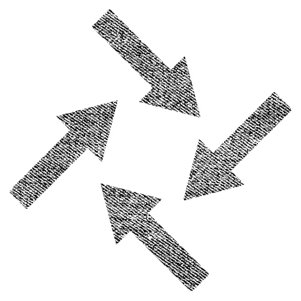 Icona strutturata in tessuto a frecce centripete — Vettoriale Stock