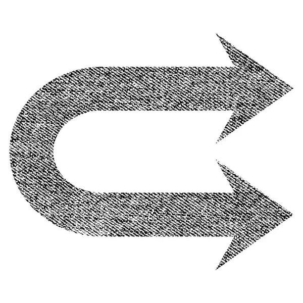 Icône texturée de tissu de flèche droite double — Image vectorielle