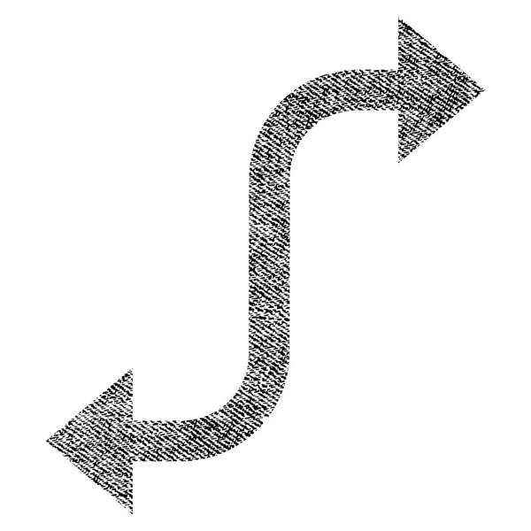 Icona strutturata in tessuto freccia curva opposta — Vettoriale Stock