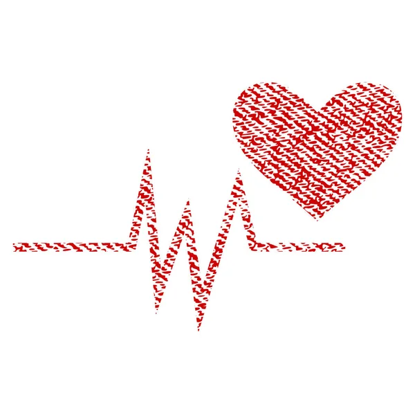Heart Pulse Signal Fabric Textured Icon — Stock Vector