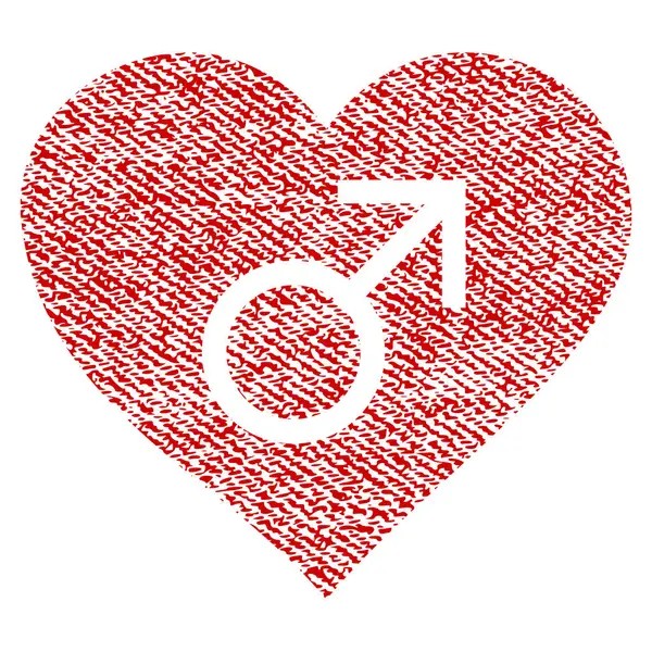 Male Love Heart Fabric Textured Icon — Stock Vector