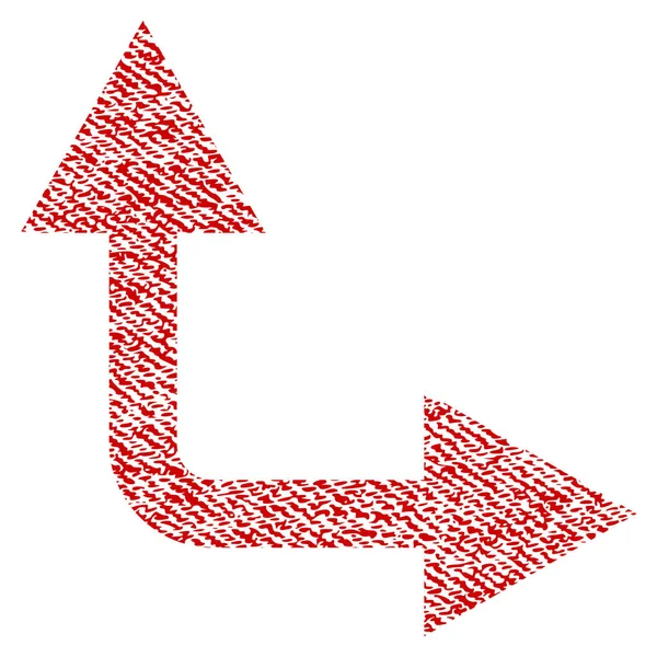 Flecha de bifurcación hacia arriba icono texturizado de tela — Vector de stock