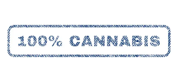 100% Cannabis selo têxtil — Vetor de Stock