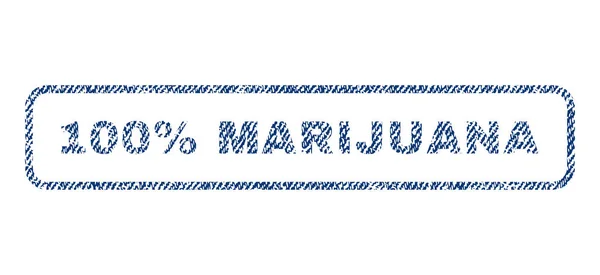 100 pour cent Timbre textile de marijuana — Image vectorielle