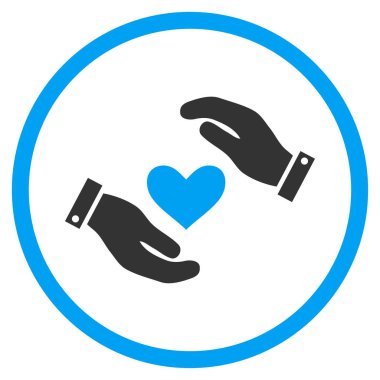 Aşk kalp bakım el yuvarlak vektör simgesi