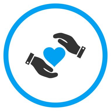 Aşk kalp bakım el yuvarlak vektör simgesi