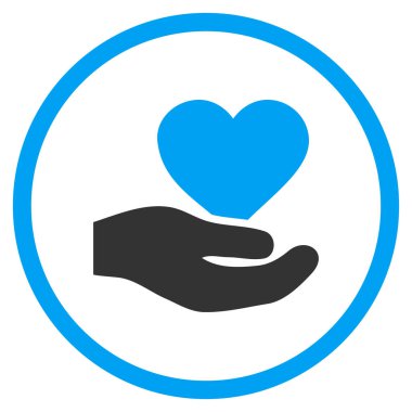 Aşk kalp teklif el yuvarlak vektör simgesi