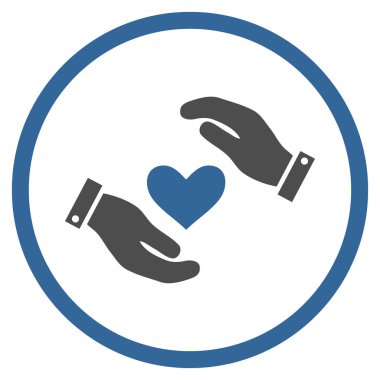 Aşk kalp bakım el yuvarlak vektör simgesi