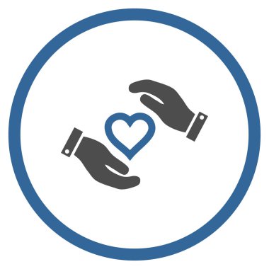 Aşk kalp bakım el yuvarlak vektör simgesi