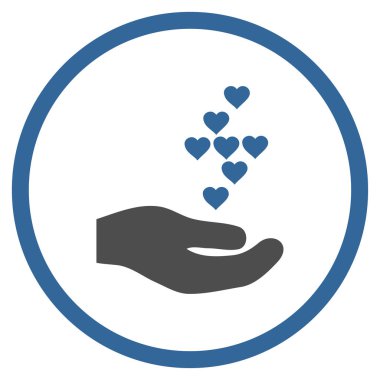 Sevgi kalpleri teklif el yuvarlak vektör simgesi