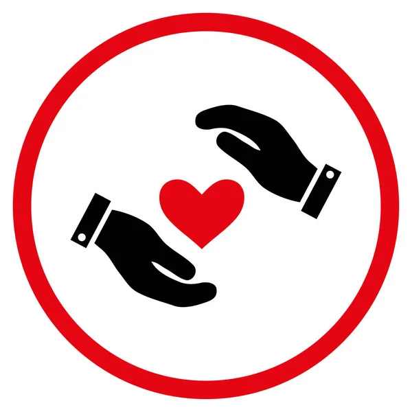 Amour soins cardiaques mains arrondi vecteur Icône — Image vectorielle