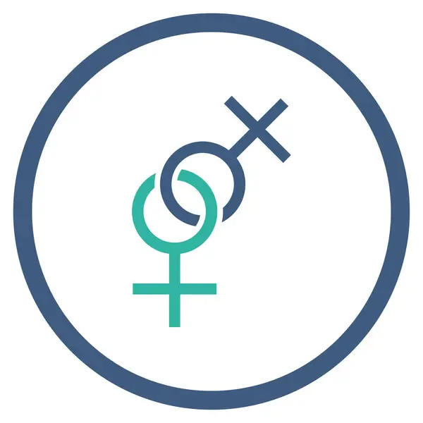Lesbian Love Symbol Rounded Vector Icon — Stock Vector