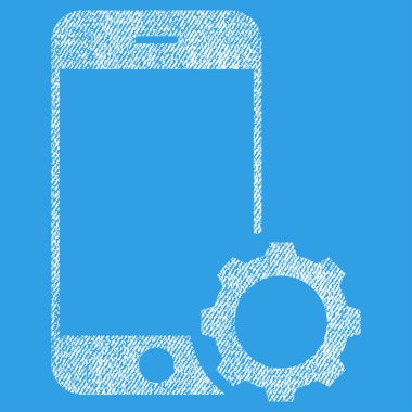 Simge akıllı telefon kurulum dişli kumaş dokulu