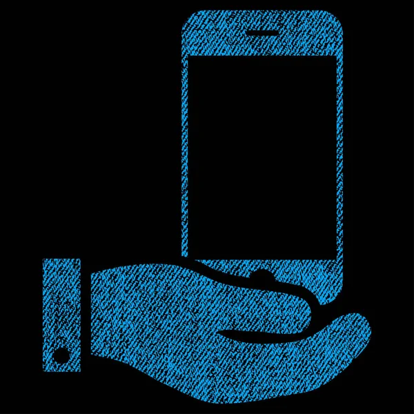 Smartphone oferta mão tecido texturizado ícone — Vetor de Stock